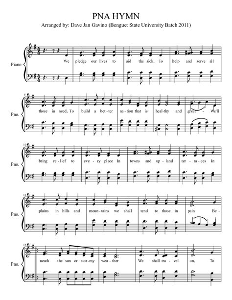 pna hymn lyrics|PNA HYMN Sheet music for Piano (Solo) Easy.